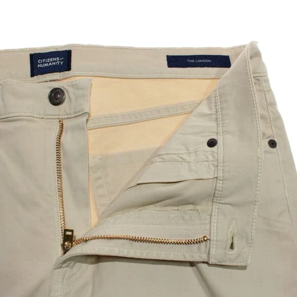 Citizens of Humanity NWT 5 Pocket Jean Cut Pants Size 36 US Solid Beige Cotton